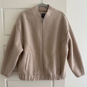 Women’s ZARA Zip-Up Tan Sherpa Jacket